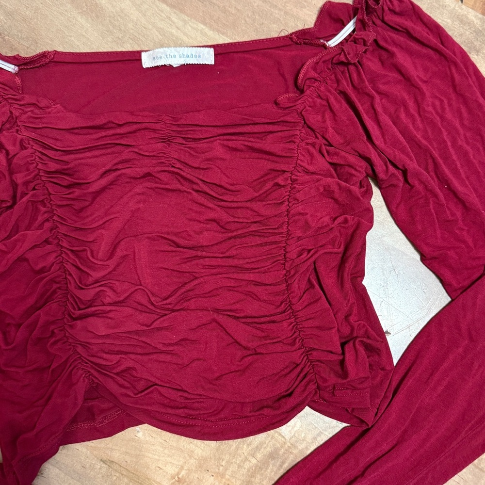 Nordstrom Red Ruched Blouse - Picture 3 of 3